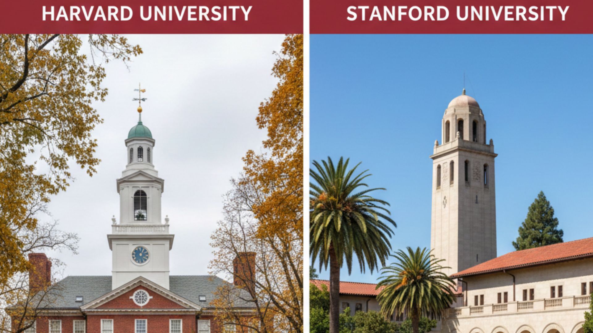 Harvard and Stanford University Comparison 2025: Courses, Fees, Admissions, Campus Life & Career Scope